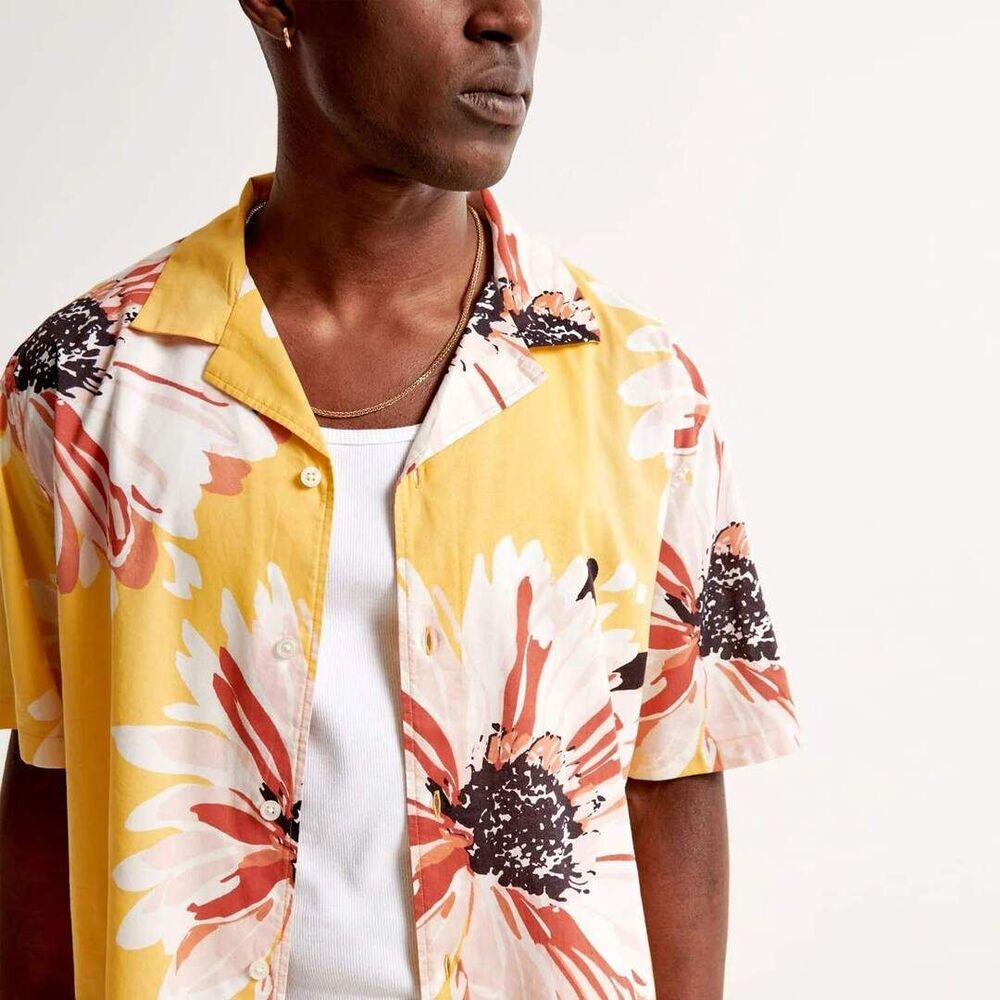Abercrombie floral short sleeve mens XL shirt